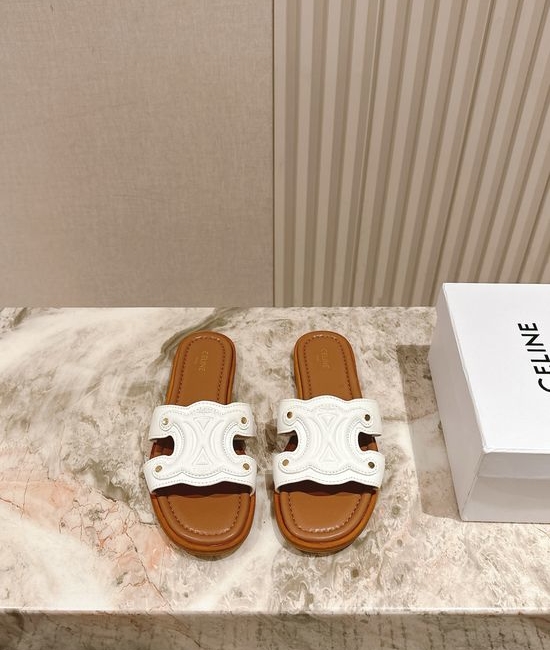 Celine Woven Trim Classic Flat Slide Sandals