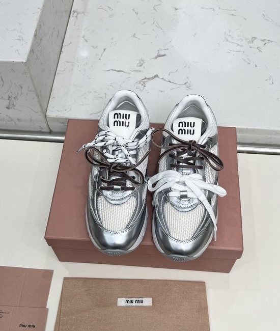Miu Miu Vintage Distressed Chunky Sneakers with Dual Laces