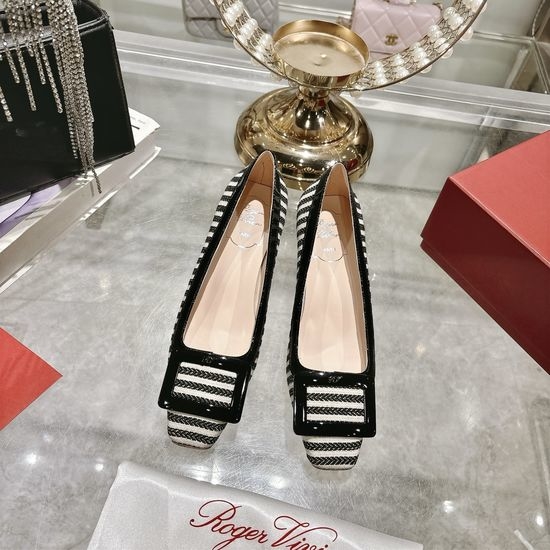 Roger Viver RV Leather Sandals with Signature Buckle and Low Heel