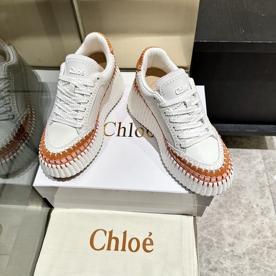 Chloe Hand Stitched Leather Upper Lightweight Casual Sneakers