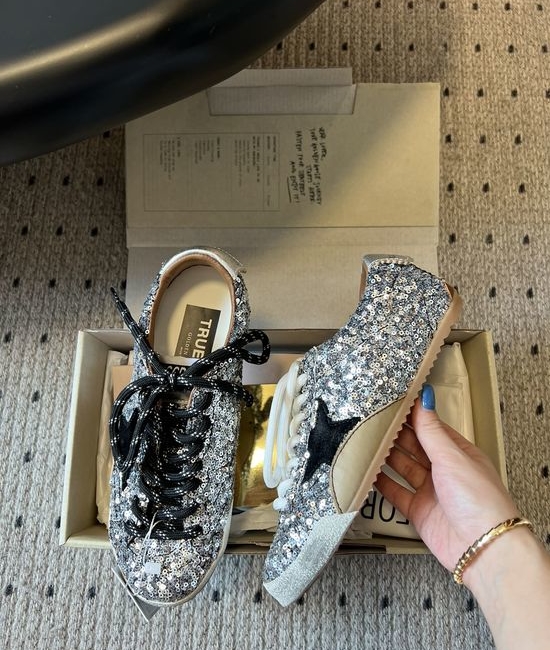 Golden Goose GGDB Sequin Silver Casual Comfortable Fashion Versatile Walking Sneakers