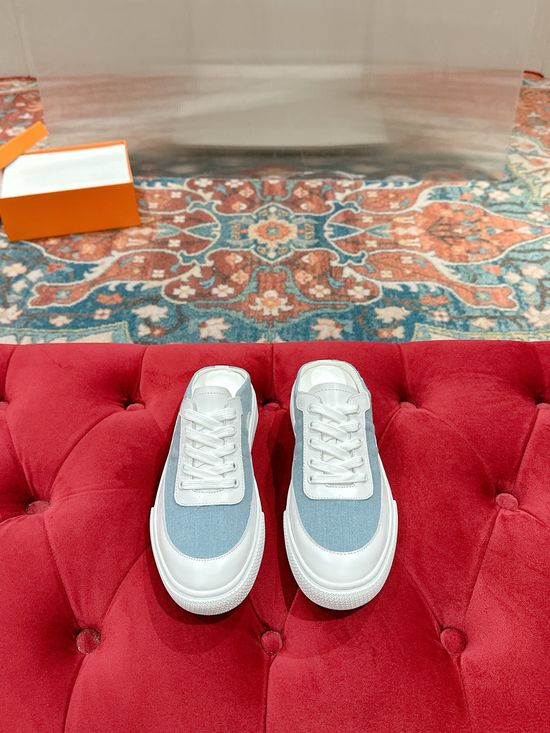 Hermes Mixed Material Slip-On Sneakers Breathable Comfortable Casual Footwear