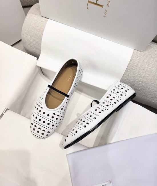 The Row Minimalist Soft Leather Round Toe Ballet Flats with Elastic Strap