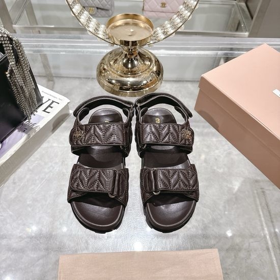 Miu Miu Soft Sheepskin Platform Sandals with Metal Logo Decor