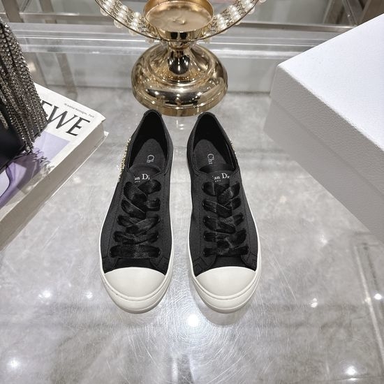 Christian Dior CD Satin White Casual Sneakers with Metal Logo Accents