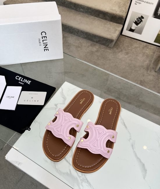 Celine Embossed Logo Calfskin Half Mules with Premium Lining