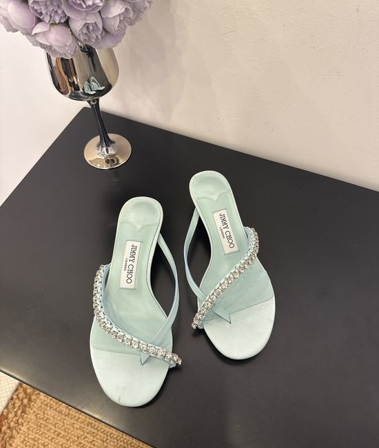 Jimmy Choo Elegant Pointed Toe Lambskin Flats Non-slip Leather Sole