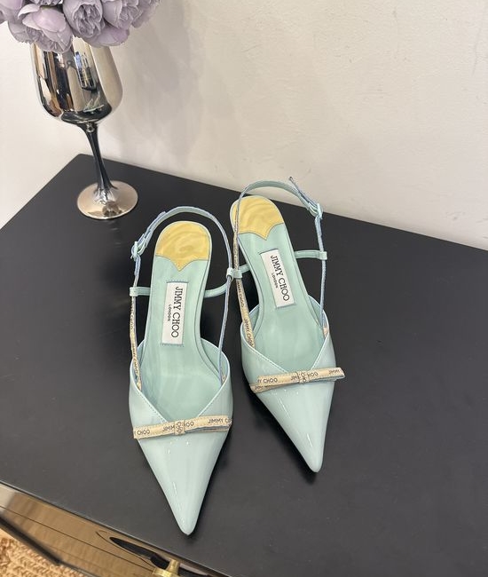 Jimmy Choo Elegant Pointed Toe Lambskin Flats Non-slip Leather Sole