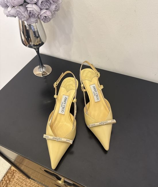 Jimmy Choo Elegant Pointed Toe Lambskin Flats Non-slip Leather Sole