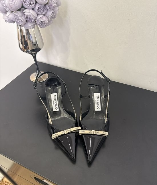 Jimmy Choo Elegant Pointed Toe Lambskin Flats Non-slip Leather Sole
