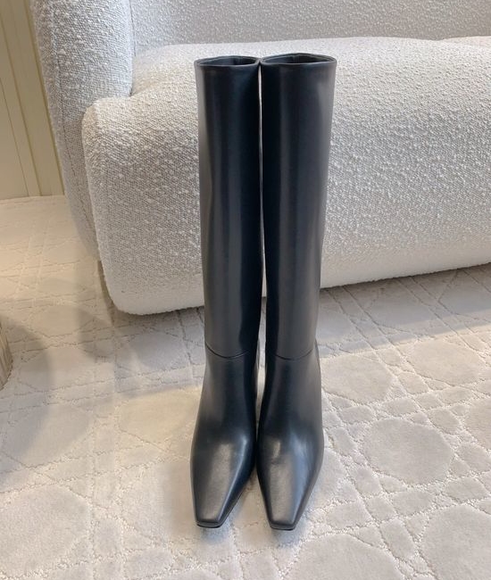 Yves Saint Laurent YSL Slimming High Heel Knee High Boots Smooth Leather