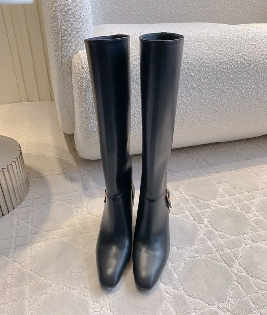 Yves Saint Laurent YSL Sleek High Heel Knee High Boots Leather Upper
