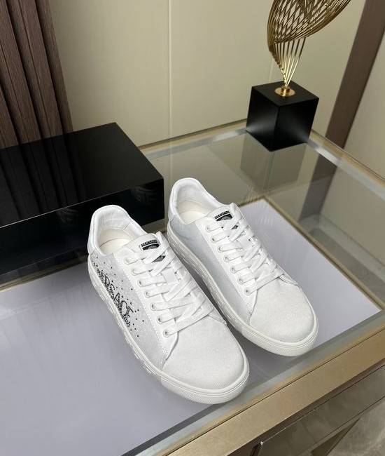 Versace Canvas Cowhide Casual Comfortable Flat Shoes