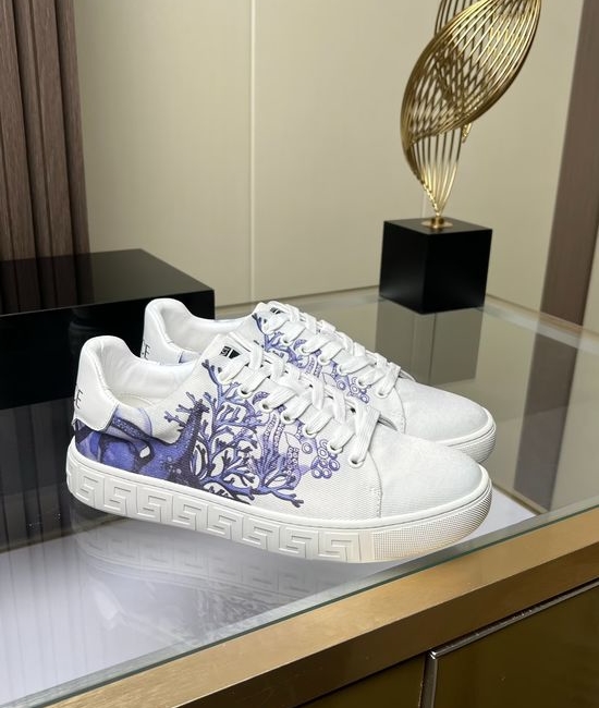 Versace Canvas Cowhide Casual Comfortable Flat Shoes