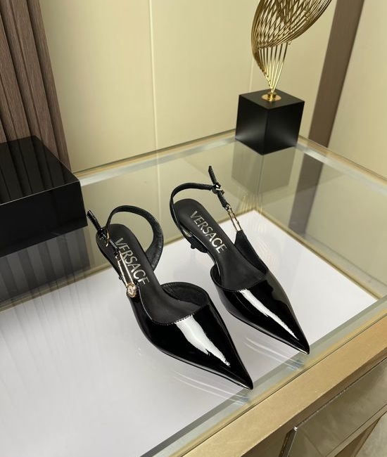 Versace Cowhide Low Heel Slingback Dress Sandals
