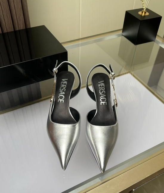 Versace Cowhide Low Heel Slingback Dress Sandals