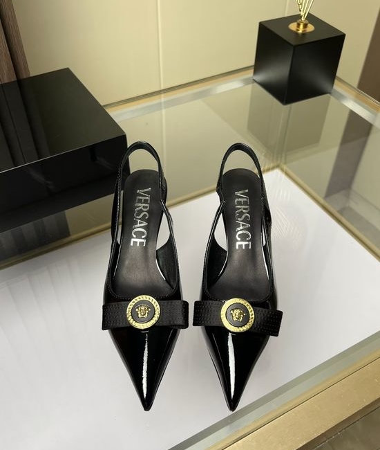 Versace Cowhide Low Heel Slingback Dress Sandals