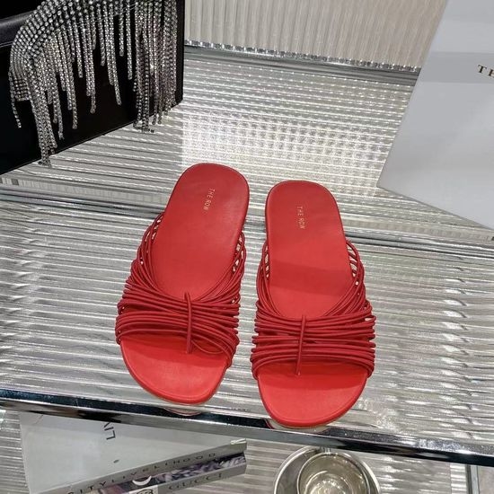 The Row Thin Strap Casual Slides with Soft Leather Sole Comfortable