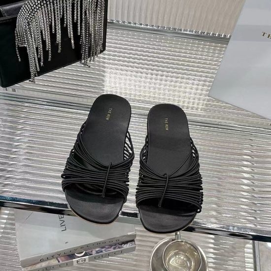 The Row Thin Strap Casual Slides with Soft Leather Sole Comfortable