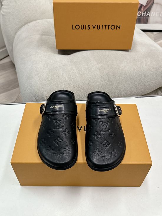 Louis Vuitton Canvas Slip On Clogs Comfortable Casual Walking Shoes