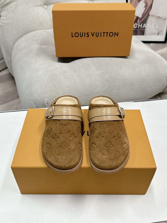 Louis Vuitton Canvas Slip On Clogs Comfortable Casual Walking Shoes