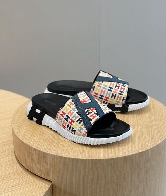 Hermes Slip-On Flat Sandals Soft Genuine Leather Lightweight Sole Shoes