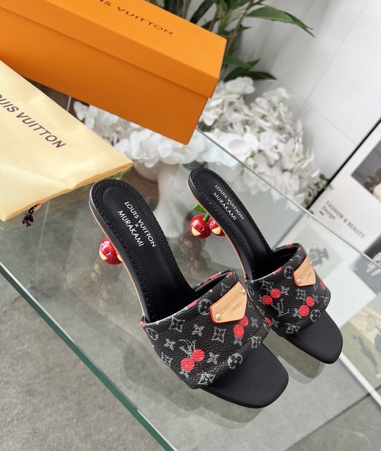 Louis Vuitton LV Graffiti Print Leather Slippers Soft Lining Non-slip Sole