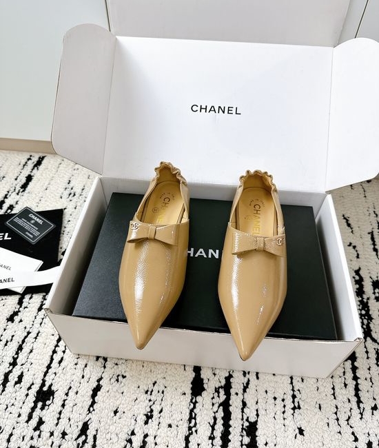 Chanel Bow Pointed Toe Flats Premium Leather Comfortable Dress Shoes