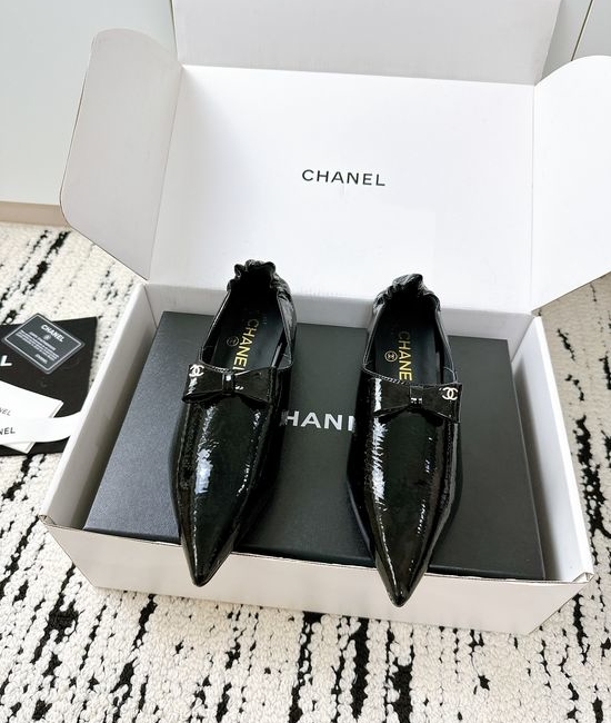 Chanel Bow Pointed Toe Flats Premium Leather Comfortable Dress Shoes