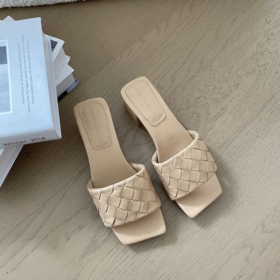 Bottega Veneta BV Woven Square Toe Leather High Heel Shoes