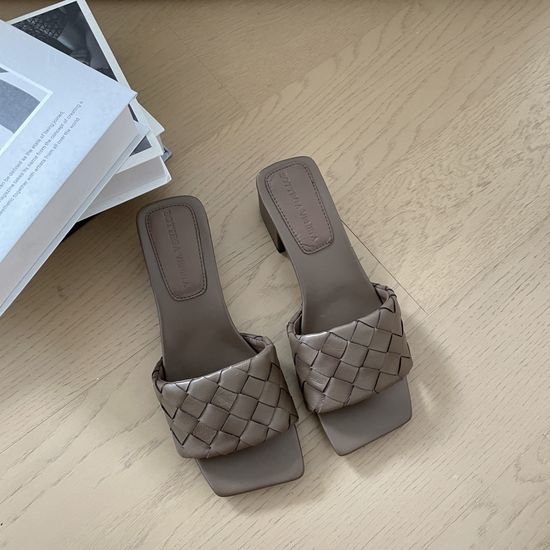 Bottega Veneta BV Woven Square Toe Leather High Heel Shoes