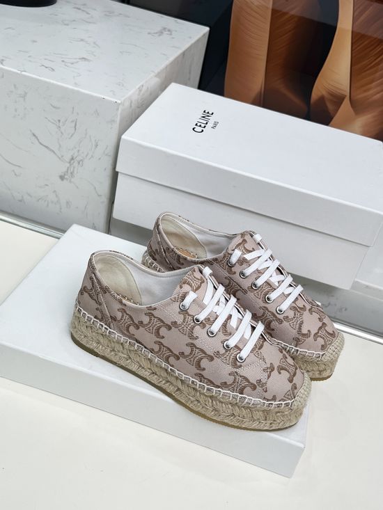 Celine Classic Slip On Espadrilles With Embossed Logo Comfortable Sole