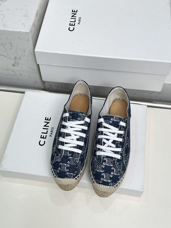Celine Classic Slip On Espadrilles With Embossed Logo Comfortable Sole