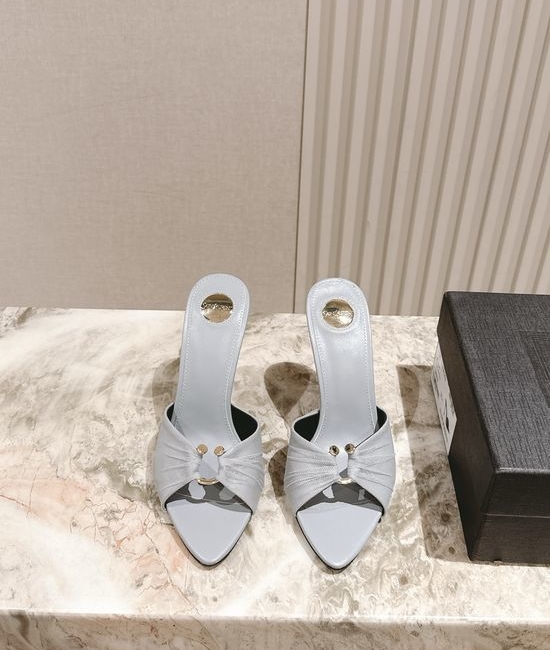 Yves Saint Laurent YSL Elegant Silk Square Toe Stiletto Heels With Ornate Buckle