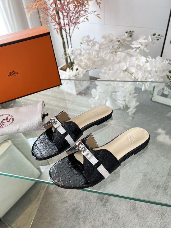 Hermes Premium Sole Comfortable Casual Flat Slide Sandals
