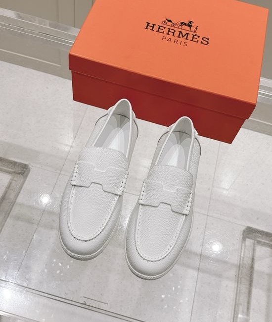 Hermes Classic H Design Loafers Casual Urban Style Leather Shoes