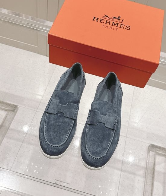 Hermes Classic H Design Loafers Casual Urban Style Leather Shoes