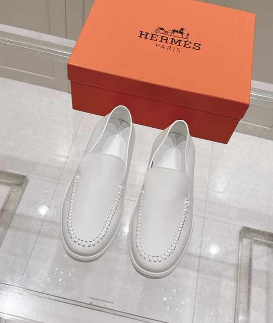 Hermes Woven Detail Suede Loafers Casual Comfortable Footwear