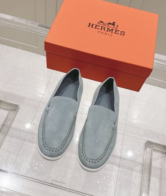 Hermes Woven Detail Suede Loafers Casual Comfortable Footwear