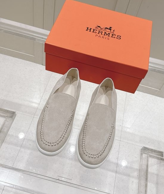 Hermes Woven Detail Suede Loafers Casual Comfortable Footwear