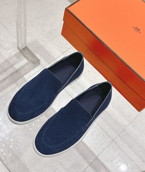 Hermes Woven Detail Suede Loafers Casual Comfortable Footwear