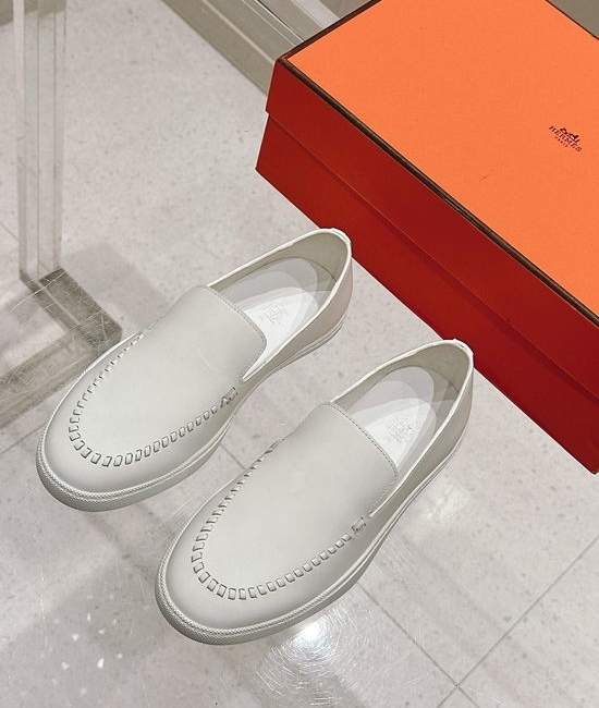 Hermes Woven Detail Suede Loafers Casual Comfortable Footwear