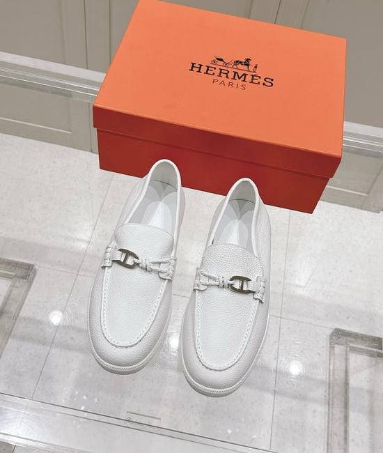 Hermes Braided Rope Decor Casual Loafers Premium Leather Shoes