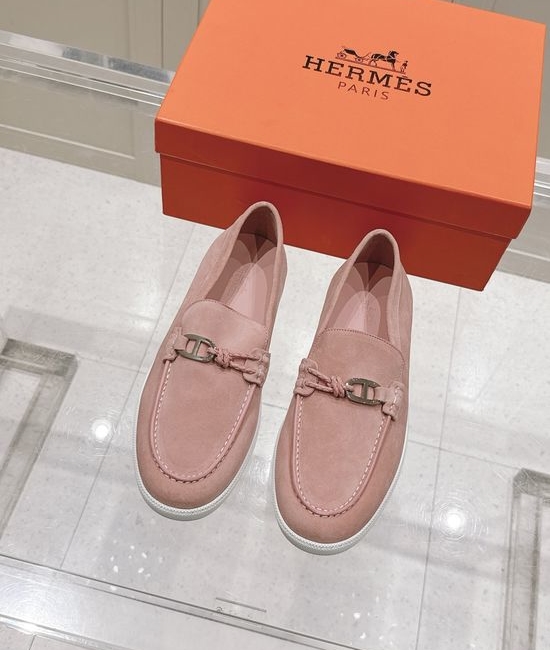 Hermes Braided Rope Decor Casual Loafers Premium Leather Shoes