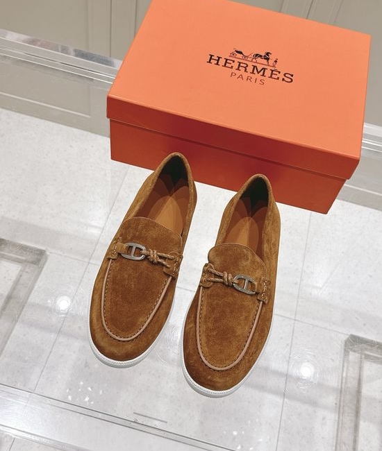 Hermes Braided Rope Decor Casual Loafers Premium Leather Shoes