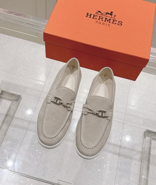Hermes Braided Rope Decor Casual Loafers Premium Leather Shoes