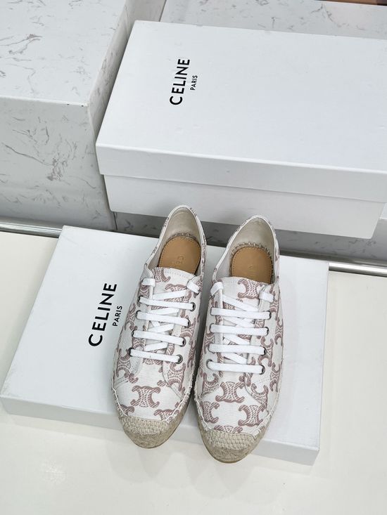 Celine Classic Slip On Espadrilles With Embossed Logo Comfortable Sole