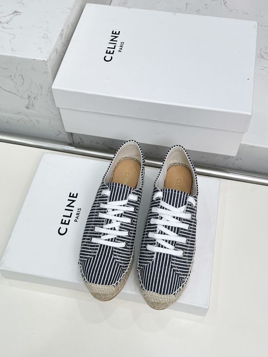 Celine Classic Slip On Espadrilles With Embossed Logo Comfortable Sole
