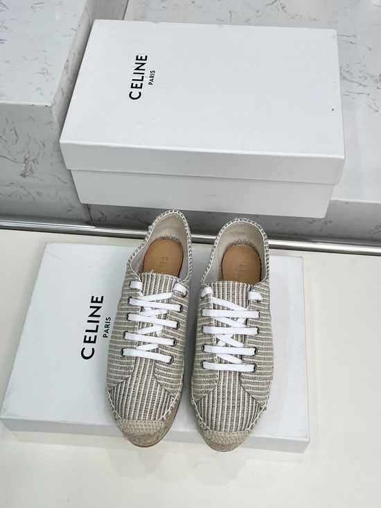 Celine Classic Slip On Espadrilles With Embossed Logo Comfortable Sole