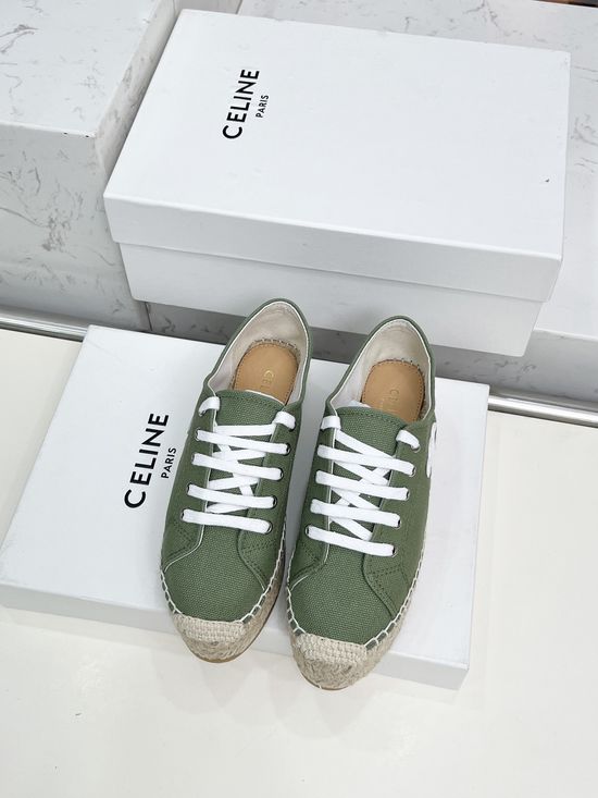 Celine Classic Slip On Espadrilles With Embossed Logo Comfortable Sole